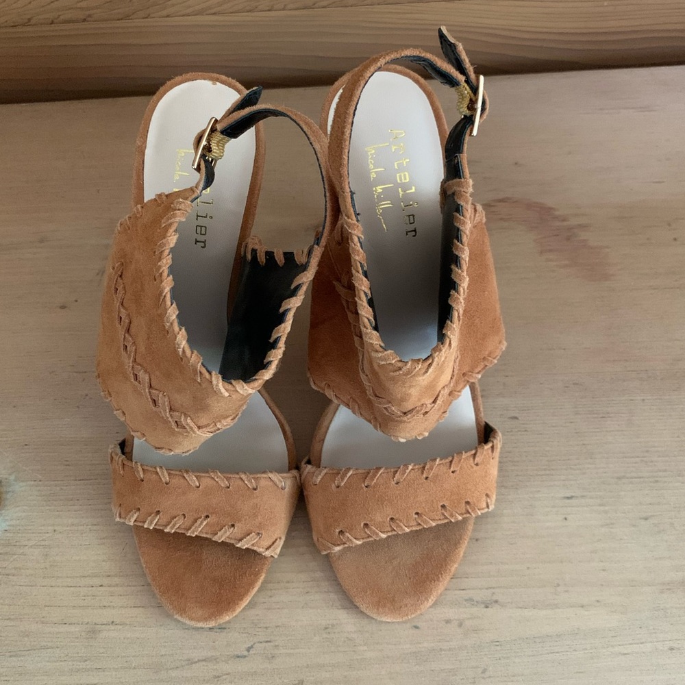NWOT Nicole Miller Percy slingback suede open toe heel size 7 - Picture 5 of 8